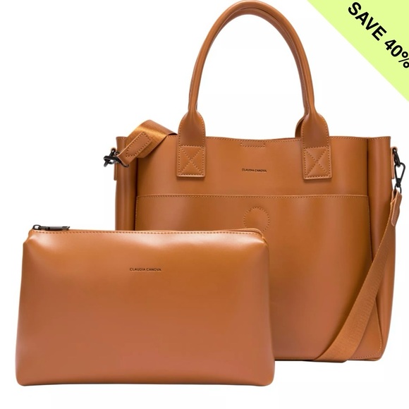 Claudia Canova Single Pocket Tote in Tan - Picture 2 of 2